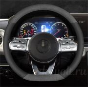 Оплетка IF форма D замша+кожзам черный+синий