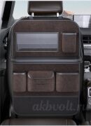Органайзер -сетка на спинку сиденья со столиком замш коричневый