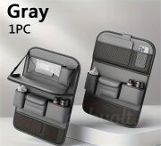 Органайзер -сетка на спинку сиденья со столиком серый